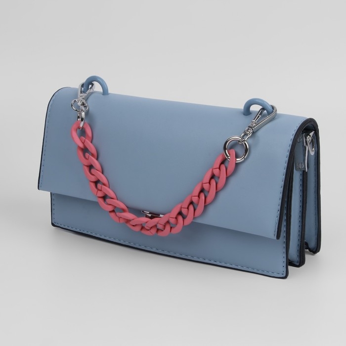 Цепочка для сумки, с карабинами, пластиковая, 23 × 17 мм, 30 см, цвет пыльная роза/серебряный Цепочка для сумки, с карабинами, пластиковая, 23 × 17 мм, 30 см, цвет пыльная роза/серебряный