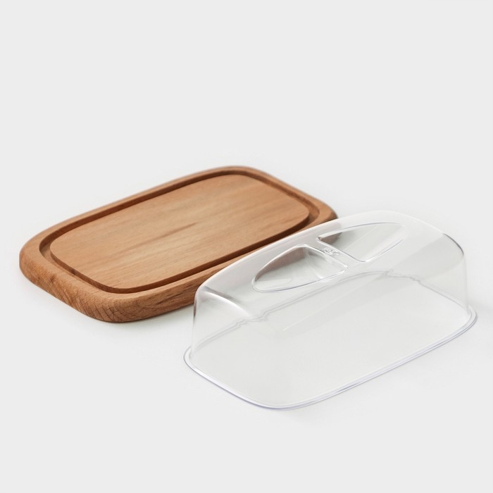 Маслёнка - сырница с крышкой Adelica, 17&times;11&times;6,5 см, бук