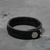 Браслет кожа &laquo;Минимал&raquo; коса, цвет чёрный, 22 см