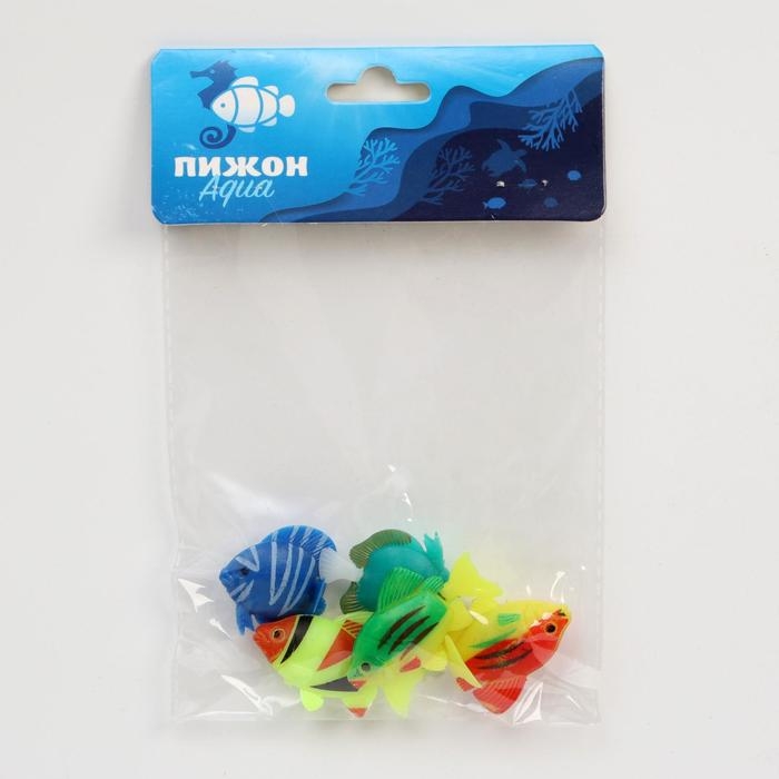 Декор для аквариума Декор для аквариума "Рыбки", набор 5 шт, 5,5 х 4,2 х 1,7 см