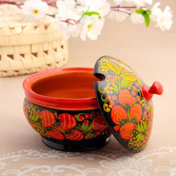 Сахарница «Ягодка», большая, 13×15 см, хохлома Сахарница «Ягодка», большая, 13×15 см, хохлома