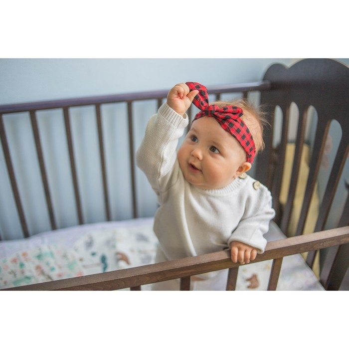 Повязка на голову для мамы и дочки &laquo;Набор для фотосессии: клеточка&raquo;, 2 шт., цв. красный, M&B