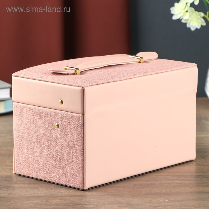 Шкатулка кожзам для украшений сундучок "Розовая" комбинированная 13х15х21,5 см
