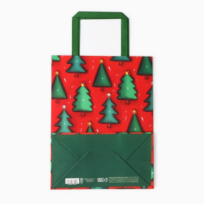 Пакет подарочный новогодний &laquo;Ёлочки&raquo;, 20 х 11 х 27.5 см