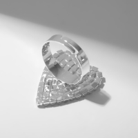 Кольцо &laquo;Лёд&raquo; сердце, цвет белый в серебре, безразмерное