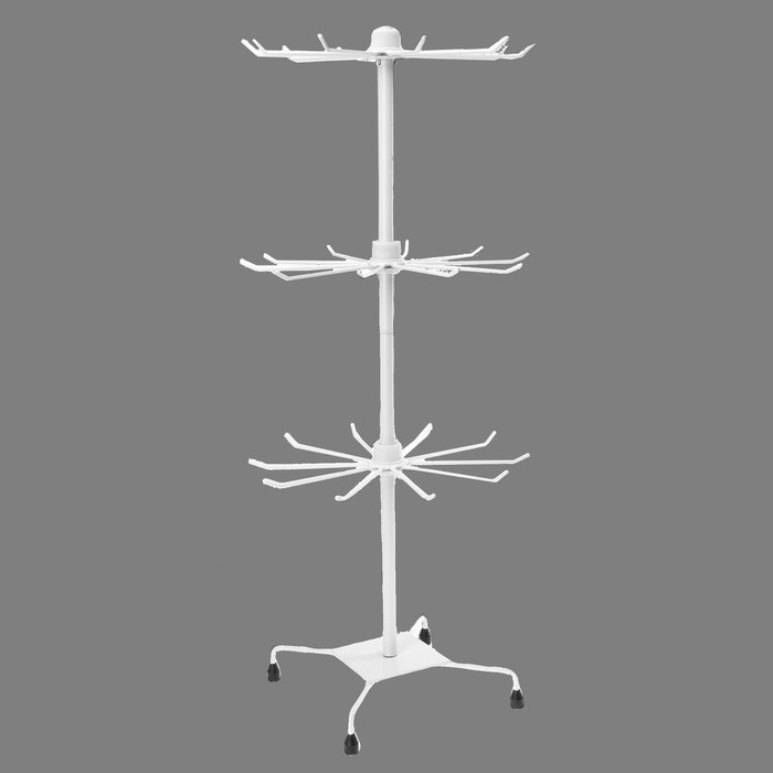 Вертушка, 3 яруса по 10 крючков, 28×28×65, цвет белый Вертушка, 3 яруса по 10 крючков, 28×28×65, цвет белый