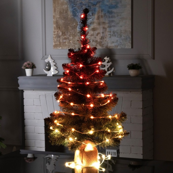 Умная гирлянда &laquo;Нить&raquo; 15 м роса, IP20, серебристая нить, 100 LED, управление с приложения, свечение RGB, USB