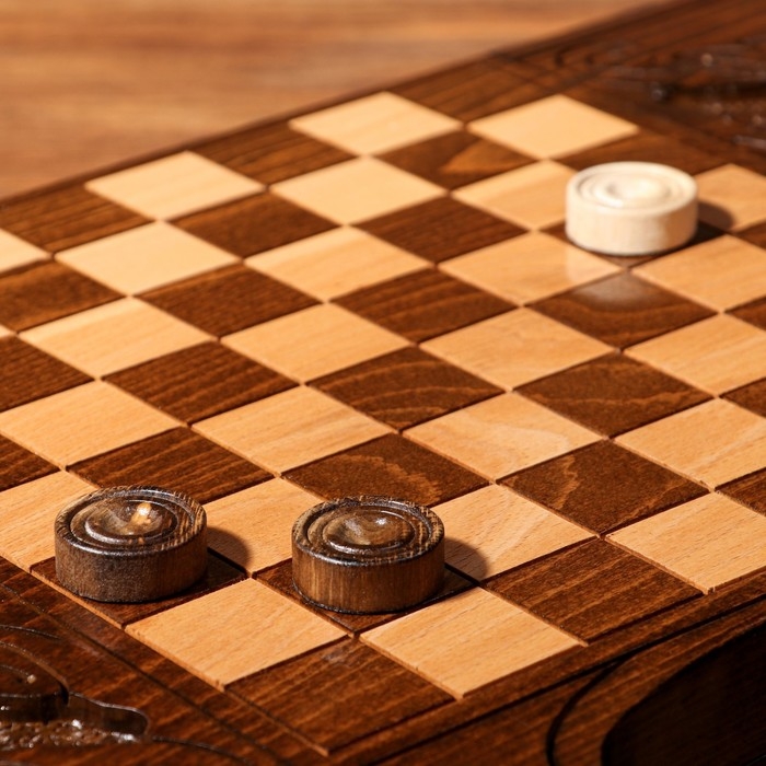 Нарды ручной работы Нарды ручной работы "Орел атакующий" с ручкой, 60х30 см, с шахматным полем, массив ореха, Армения