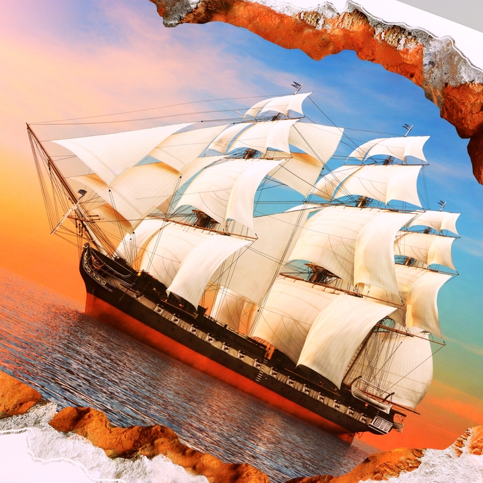 Наклейка 3Д интерьерная Фрегат 90*60см