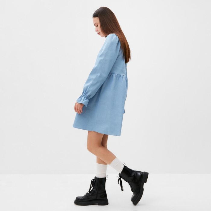 Платье женское джинсовое с воротником MIST, р.48, светло-голубой Платье женское джинсовое с воротником MIST, р.48, светло-голубой