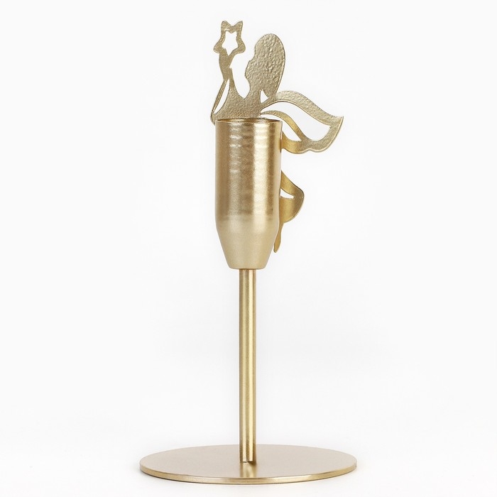 Подсвечник новогодний  &laquo;Новый год: Ангел, зол., 7,4 х 15,3 см, диам. под свечу 2,2 см