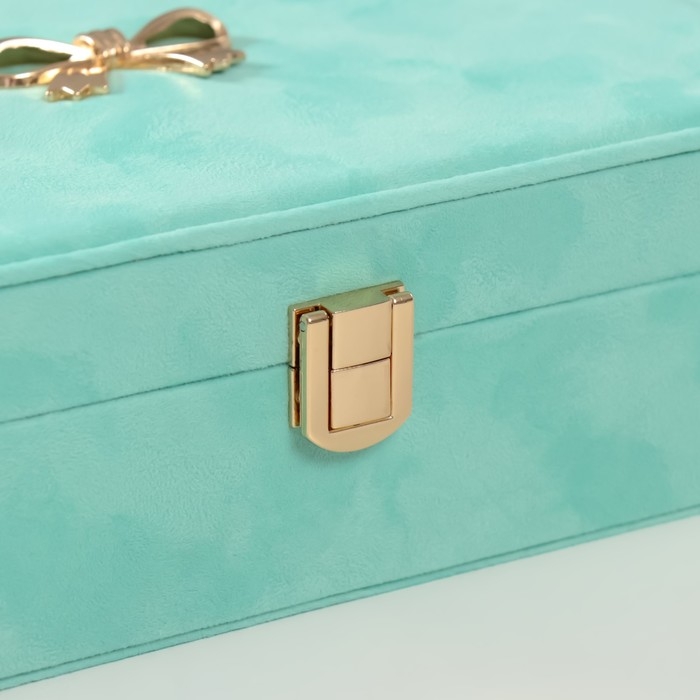 Шкатулка текстиль для украшений "Бант" голубой 22х14,5х7 см