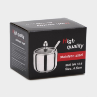 Сахарница из нержавеющей стали с крышкой и ложкой Доляна, 250 мл, 8,5&times;10 см, цвет серебряный