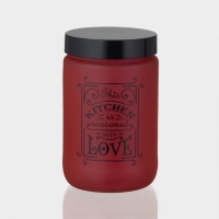 Банка стеклянная для сыпучих продуктов &laquo;Любовь на кухне&raquo;, 600 мл, цвет красный