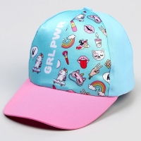 Кепка детская для девочки GRL PWR, цвет голубой, р-р. 52-54 Кепка детская для девочки GRL PWR, цвет голубой, р-р. 52-54