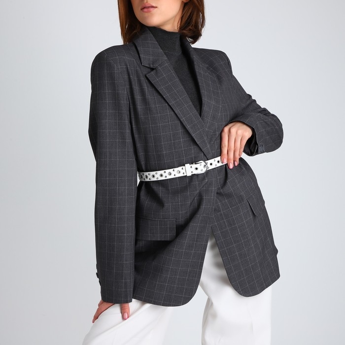 Ремень женский, ширина 2.3 см, люверсы, пряжка металл, цвет белый Ремень женский, ширина 2.3 см, люверсы, пряжка металл, цвет белый