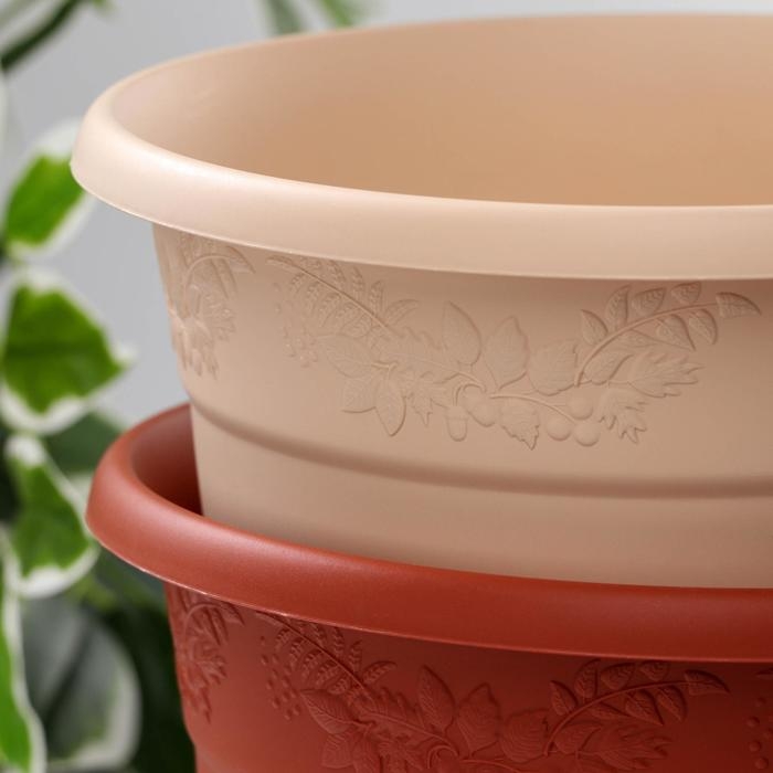 Горшок для цветов с поддоном &laquo;Рябина&raquo;, 5 л, МИКС