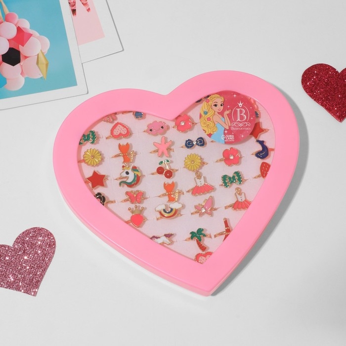 Кольца детские набор 36шт &laquo;Выбражулька&raquo; маленькая леди, форма МИКС, цвет МИКС в золоте, б-р