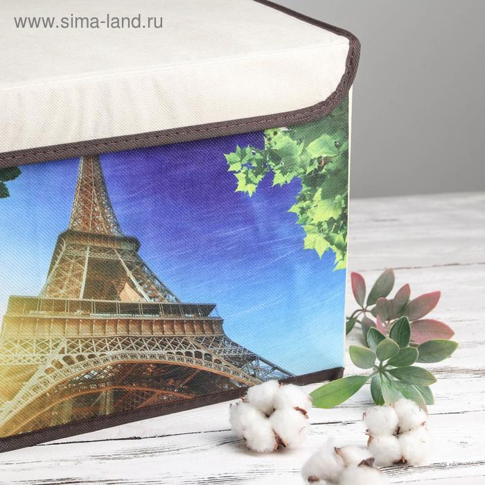 Короб стеллажный для хранения с крышкой &laquo;Эйфелева башня&raquo;, 38&times;25&times;24 см