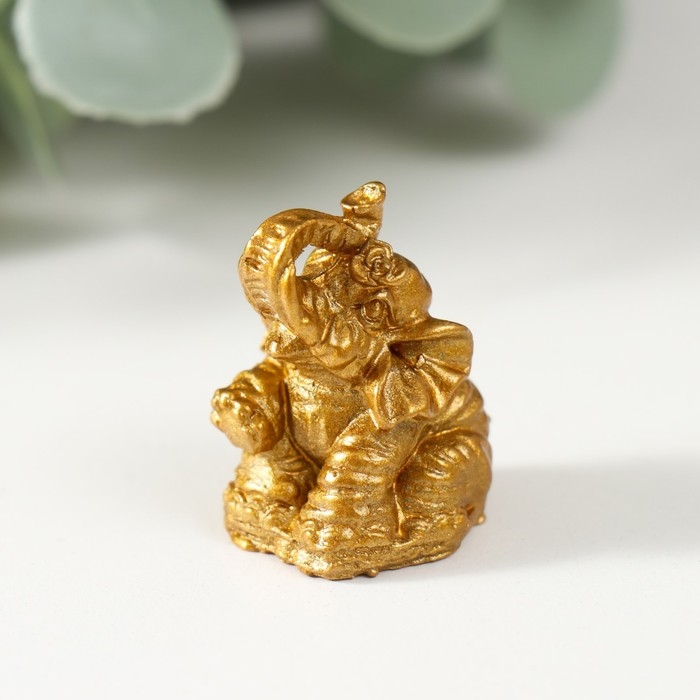 Нэцке полистоун "Слоны" золото набор 6 штук 3х2,4х1,8 см