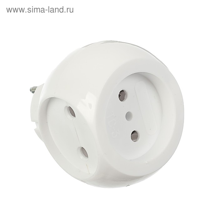 Тройник электрический REXANT "Шар", 6 А, без з/к, белый