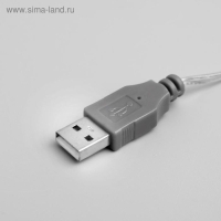 Гирлянда &laquo;Нить&raquo; 3 м с насадками &laquo;Снежинки большие&raquo;, IP20, прозрачная нить, 20 LED, свечение мульти (RG/RB), мигание, USB