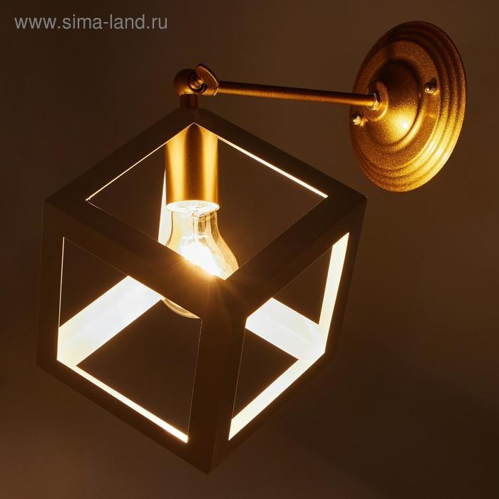 Бра "Куб" 1хE27 40Вт белый-золото 22х28х30 см