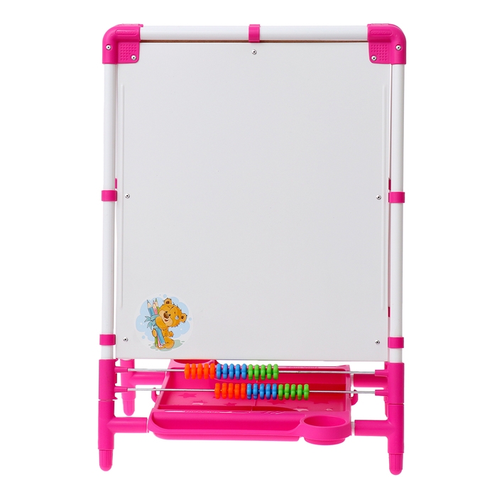 Мольберт детский двусторонний &laquo;Доска знаний&raquo;, регулируется по высоте, + учебные принадлежности, цвет розовый