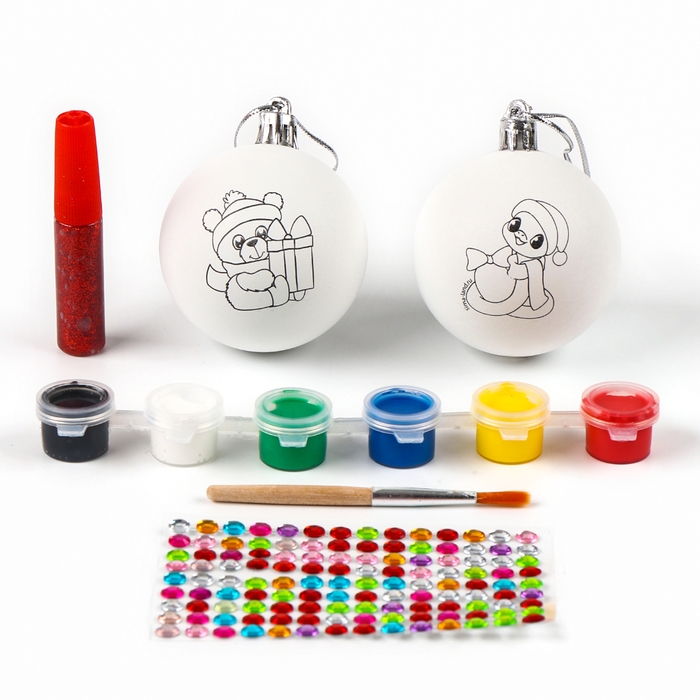 Ёлочные шары под раскраску на новый год &laquo;Змея. Волшебные истории&raquo;, d = 5,5 см, новогодний набор для творчества