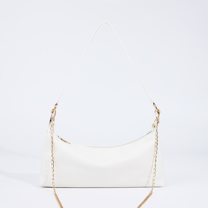 Сумка-багет на молнии, цвет белый