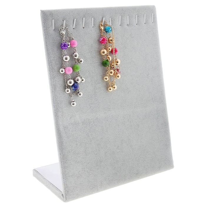 Подставка для кулонов, цепочек, браслетов, 12 крючков 20&times;9&times;25,5 см, бархатная, цвет серый