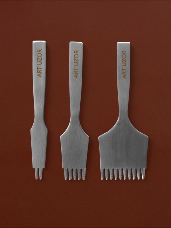 Набор строчных пробойников для французских швов, 3 шт., шаг=3.85 мм