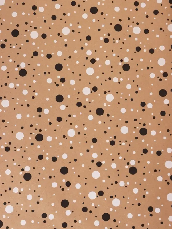 Крафт бумага &laquo;Конфетти&raquo; черный/белый на коричневом фоне, 0.72&times;10&plusmn;5% м, 60 г