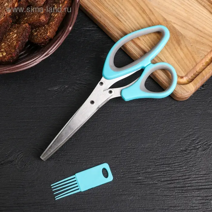 Ножницы кухонные для зелени Доляна &laquo;Шеф&raquo;, 21 см, цвет МИКС