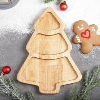 Менажница Доляна &laquo;Ёлка&raquo;, 3 секции, 30х20х1,8 см, пропитана маслом, берёза