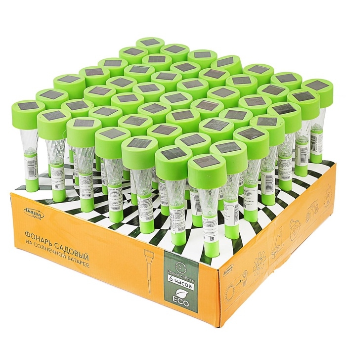 Садовый светильник на солнечной батарее &laquo;Зелёная трапеция&raquo;, 4.5&times;30&times;4.5 см, 1 LED, свечение белое