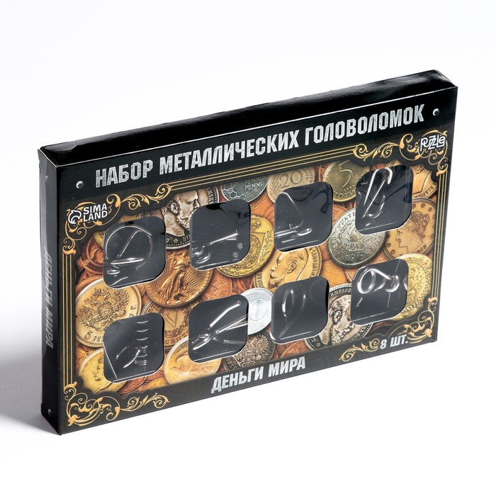 Головоломка металлическая &laquo;Деньги мира&raquo;, набор 8 шт.
