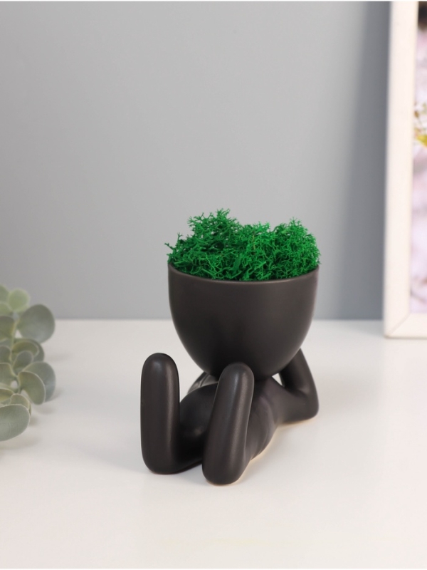 Кашпо керамика "Мистер Грин на лайте" 8,5*7*12 см черный