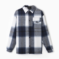 Рубашка мужская в клетку MIST, размер 46, синий