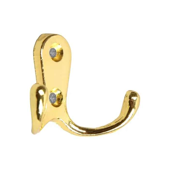 Крючок мебельный ТУНДРА TKd=006, двухрожковый, золото