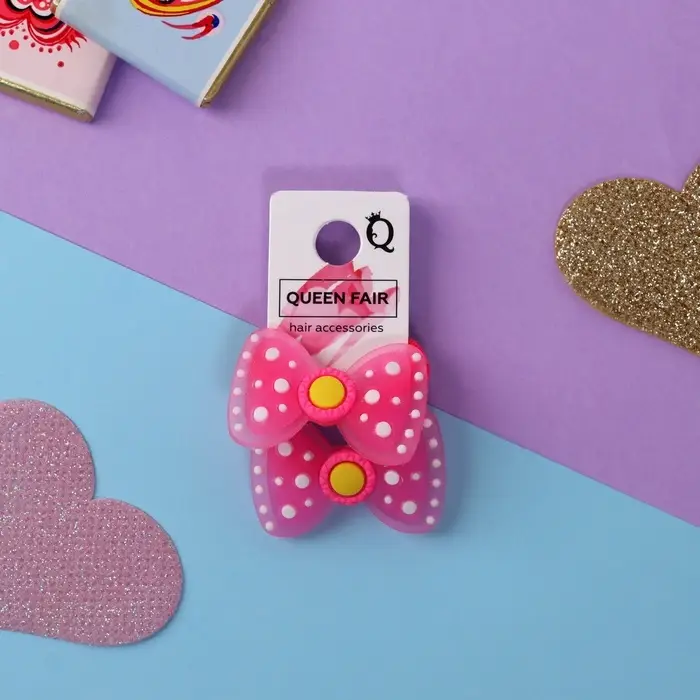 Резинки для волос &laquo;Крошка&raquo;, набор 2 шт., бантик, 3 см, розовые