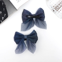 Зажим для волос "Марта" (набор 2 шт) блеск, 7,5 см, синий Зажим для волос "Марта" (набор 2 шт) блеск, 7,5 см, синий