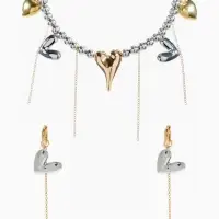 Набор 2 предмета: колье, серьги "Сердце" любовь, цветной