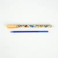 Ручка пластик пиши-стирай с колпачком "Капибара", синяя паста, гелевая 0,5 мм