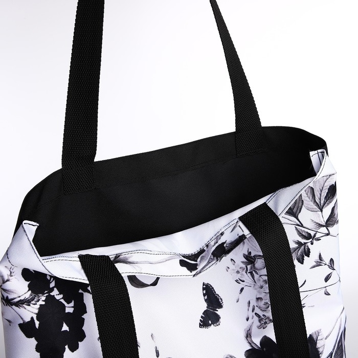 Шопер Шопер "Цветы", 40х12х38 см, цвет чёрный