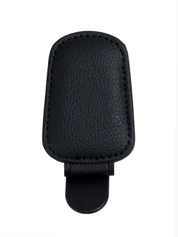 Держатель для очков автомобильный, кожаный, черный