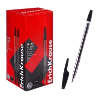 Ручка шариковая ErichKrause R-301 Classic Stick, узел 1.0 мм, чернила чёрные, длина линии письма 2000 метров, штрихкод на ручке