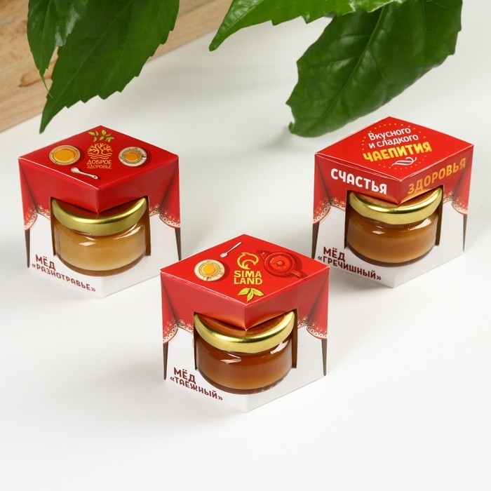 Набор &laquo;Вкусного и сладкого чаепития&raquo;: мёд разнотравье, мёд гречишный, мёд таёжный, 3 шт. х 30 г.