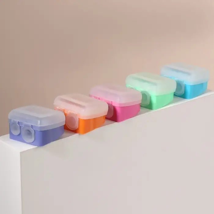 Точилка косметическая, с крышкой, двойная, МИКС