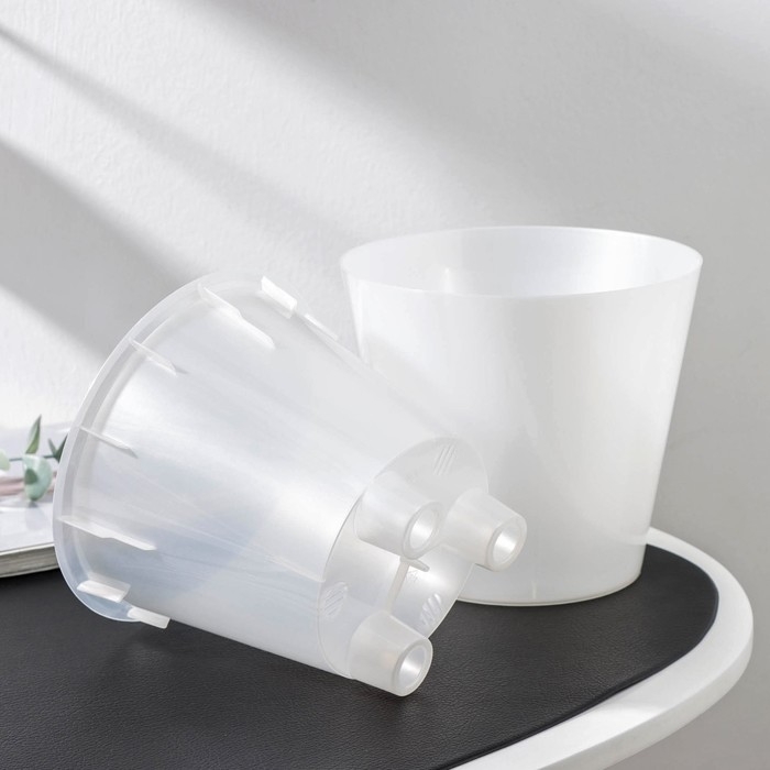 Кашпо для орхидей со вставкой, 1,6 л (1 л), d=16 см, h=14,5 см, цвет белый перламутр Кашпо для орхидей со вставкой, 1,6 л (1 л), d=16 см, h=14,5 см, цвет белый перламутр